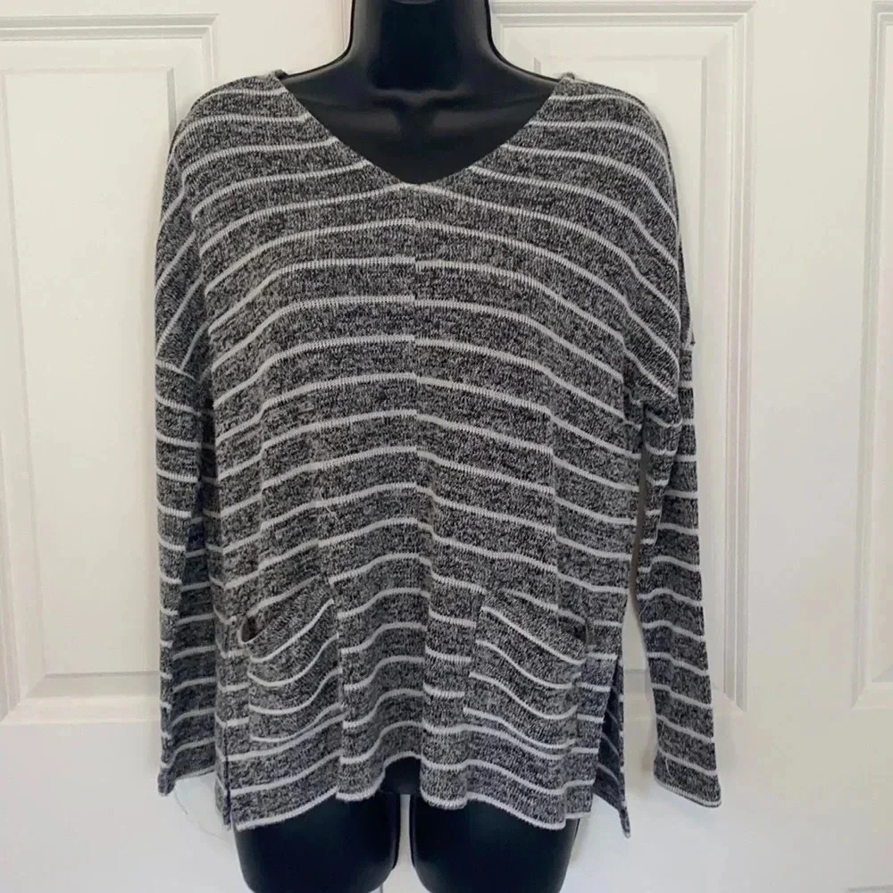 Garage black and white horizontal striped sweater size XS